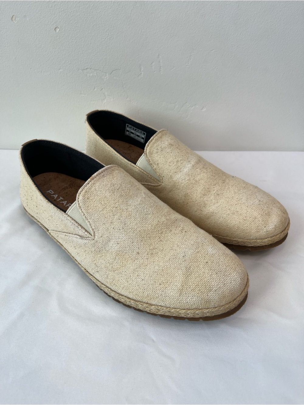 Patara Ivory Seeker Canvas Espadrille Slip On Loafers Mens Size 9 Cork Insole
